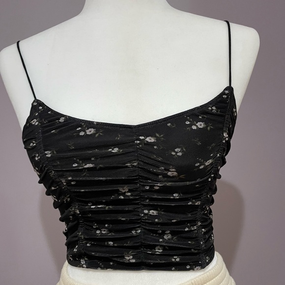 Garage Ruched mesh floral top size small - Picture 1 of 1
